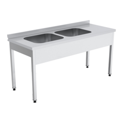 Çift Evyeli Çalışma Tezgahı Taban Rafsız